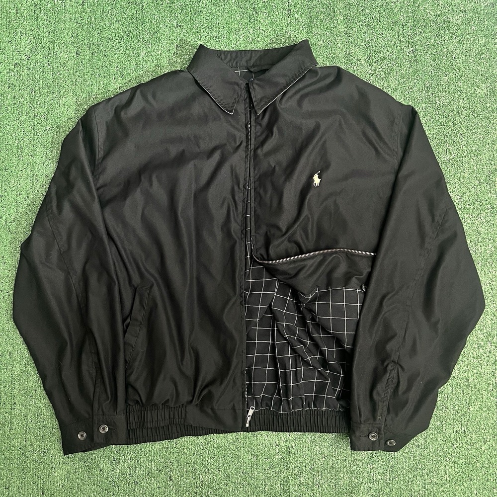 Vintage Polo Ralph Lauren Harrington Jacket Mens XXL Black Loop Collar Lined 90s